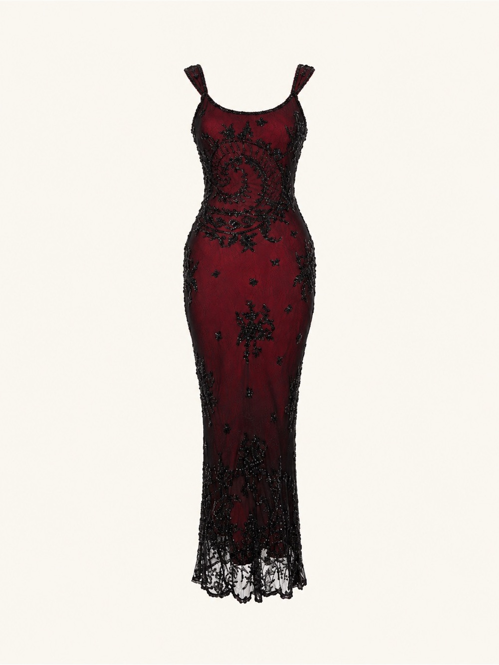 Papell Boutique Evening 100% Silk Beaded Burgundy Black Maxi Dress Size 8 New